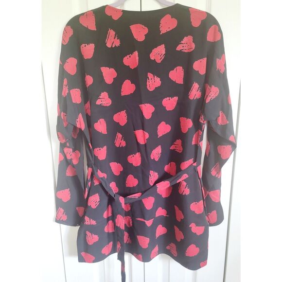 UNGARO 42 Solo Donna Paris Vintage‎ Black Red Hearts Shirt Sz 10 12 Italy - Picture 2 of 8